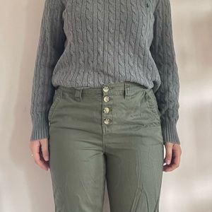 Green button up jogger pants